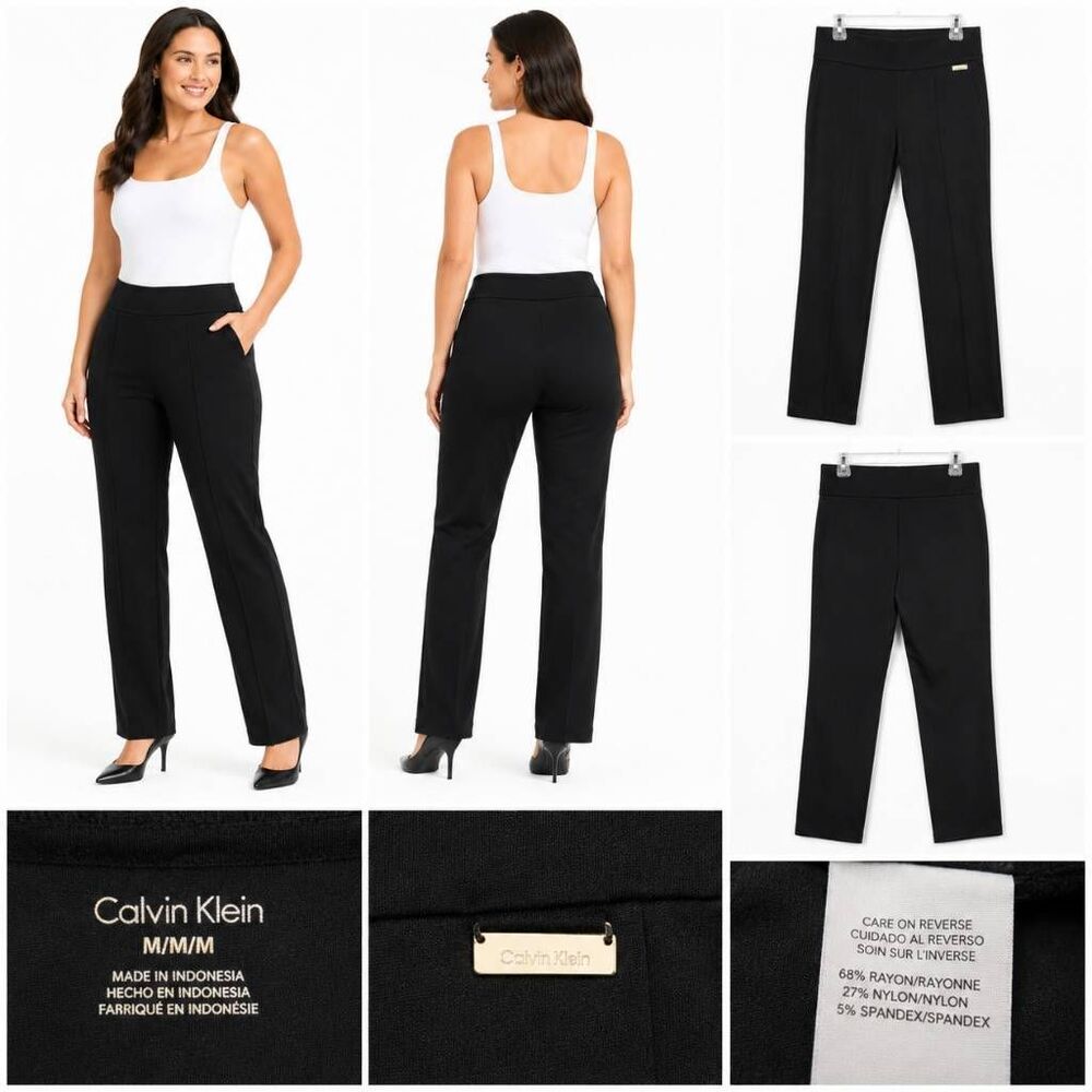 Calvin Klein Black Pull On Ponte Pants Women's Medium